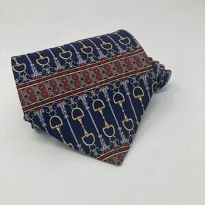 Paolo Gucci Tie Silk Equestrian Bit Bridle Red Blue Paolo By Paolo Gucci